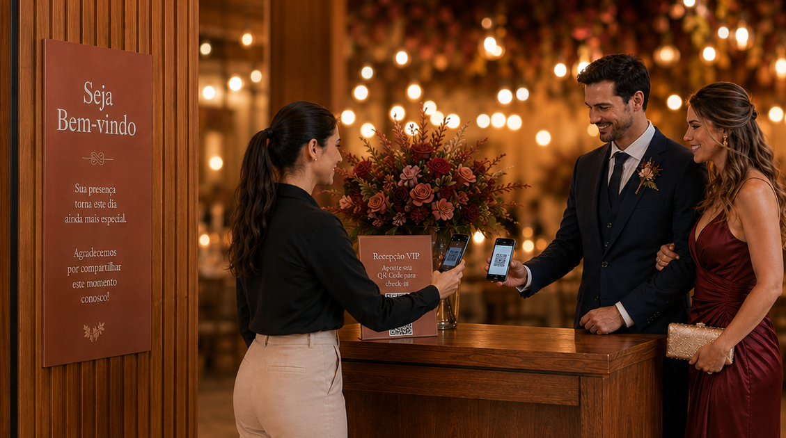 Cerimonialista realizando check-in