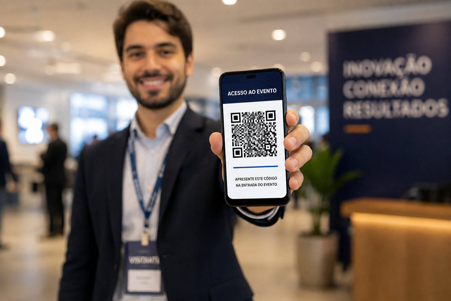 Validação de acesso e check-in em evento corporativo